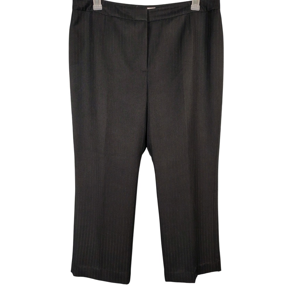 Kasper Womens SZ 16P Pinstripe Dress Pants Black‎ Charcoal Corporate Core Petite